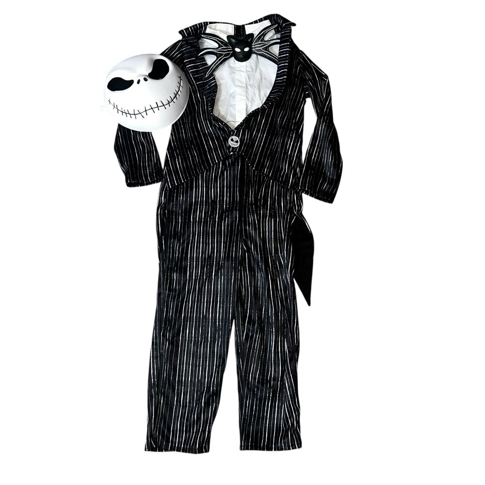 Jack Skellington-Inspired Black Pinstripe Kids Halloween Costume with Mask